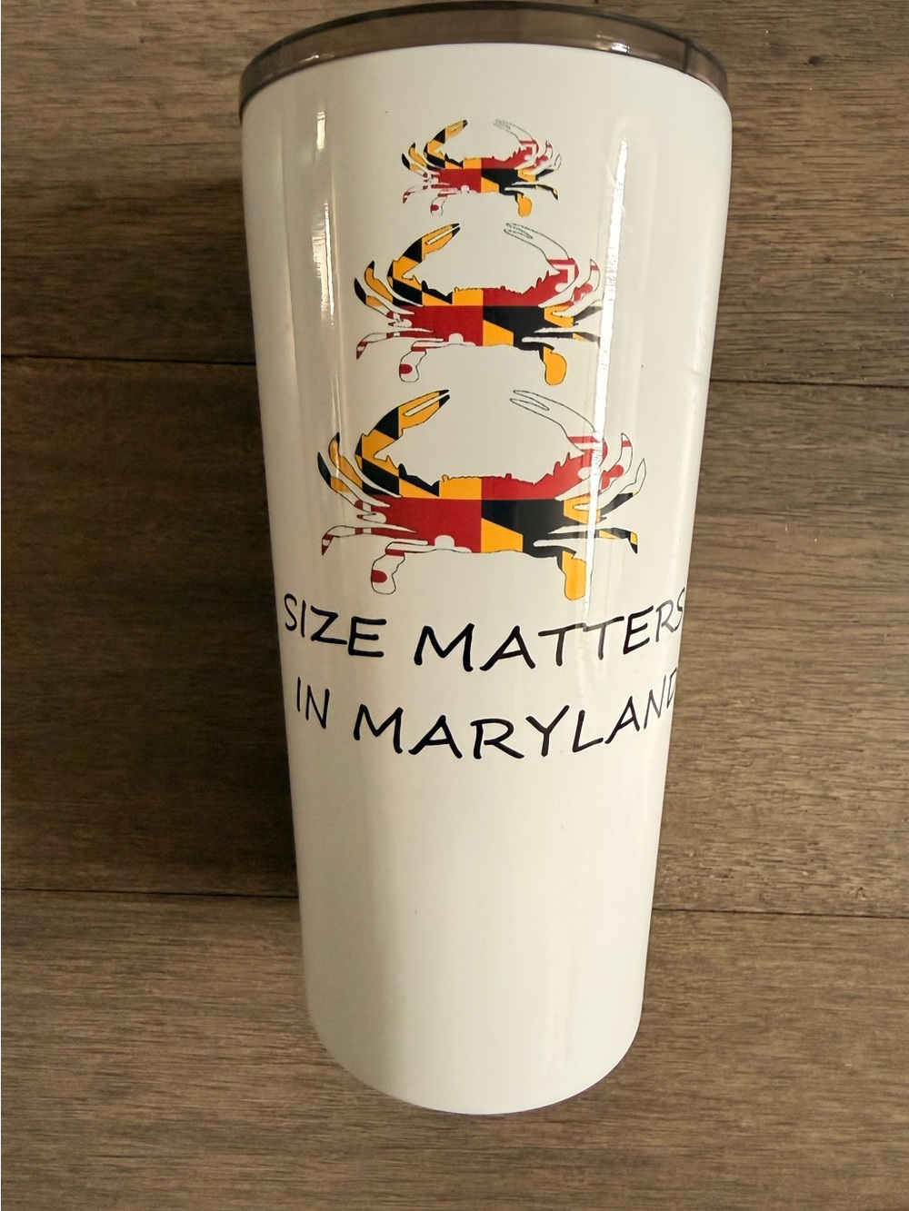 Maryland Crab Flag White Travel Tumbler - Size Matters Design